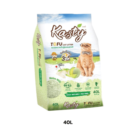 ทรายแมวเต้าหู้ kasty กลิ่นนมเมล่อน ขนาด 40 ลิตร_5